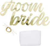 Bruiloft Stoeldecoratie - Goud - Papier - 38 cm - 2 stk - Bride Groom - Trouwen - Decoratie - Stoel - Sjerp