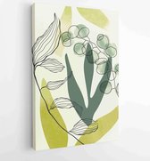 Canvas schilderij - Water color boho foliage line art drawing with abstract shape. Abstract Plant Art design for print, cover, wallpaper, Minimal and natural wall art. 2 -    – 187