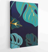Canvas schilderij - Tropical leaf line arts design for packaging design, social media post, wall art,cover, banner, creative post, Gold geometric pattern design vector 4 -    – 181