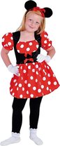 Magic By Freddy's - Mickey & Minnie Mouse Kostuum - Klein Ondeugend Tekenfilm Muisje Minnie - Meisje - Rood - Maat 152 - Carnavalskleding - Verkleedkleding
