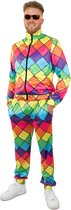 Jaren 80 & 90 Kostuum | Jaren 80 Trainingspak Multicolor Ruit Heren | Man | Large | Carnaval kostuum | Verkleedkleding