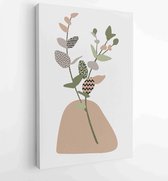 Canvas schilderij - Foliage line art drawing with abstract shape. Abstract Plant Art design for print, cover, wallpaper, Minimal and natural wall art. 4 -    – 1824410219 - 40-30 V