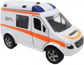 Duitse ambulance diecast pull-back 11 cm wit
