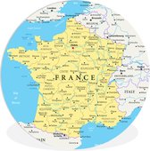 WallCircle - Wandcirkel ⌀ 30 - Kaart van Frankrijk - Ronde schilderijen woonkamer - Wandbord rond - Muurdecoratie cirkel - Kamer decoratie binnen - Wanddecoratie muurcirkel - Woonaccessoires