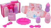 Baby Rose verzorgset in tasje - baby poppen accessoires - speelgoed luier flesje eetsetje - funcadeau schoencadeautje