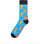Sokken Heren - blauw - print zeepaard - 40-46