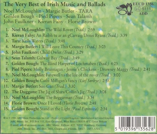 Various Artists The Very Best Of Irish Music And Ballads Cd Noel Mcloughlin Cd