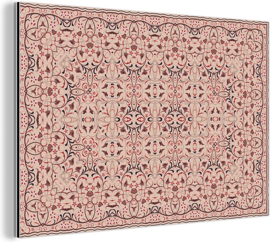Wanddecoratie Metaal - Aluminium Schilderij - Perzisch Tapijt - Kleed - Patronen - Roze