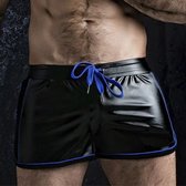 Sexy Sportshort In Spandex Zwart / Blauw Maat XL