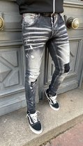 Heren jeans zwart/grijs denim - met spetter en scheuren - 509 - maat 30