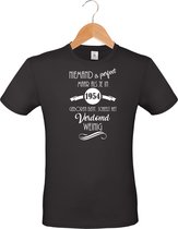mijncadeautje - unisex T-shirt - zwart - Niemand is perfect - geboortejaar 1954 - maat S