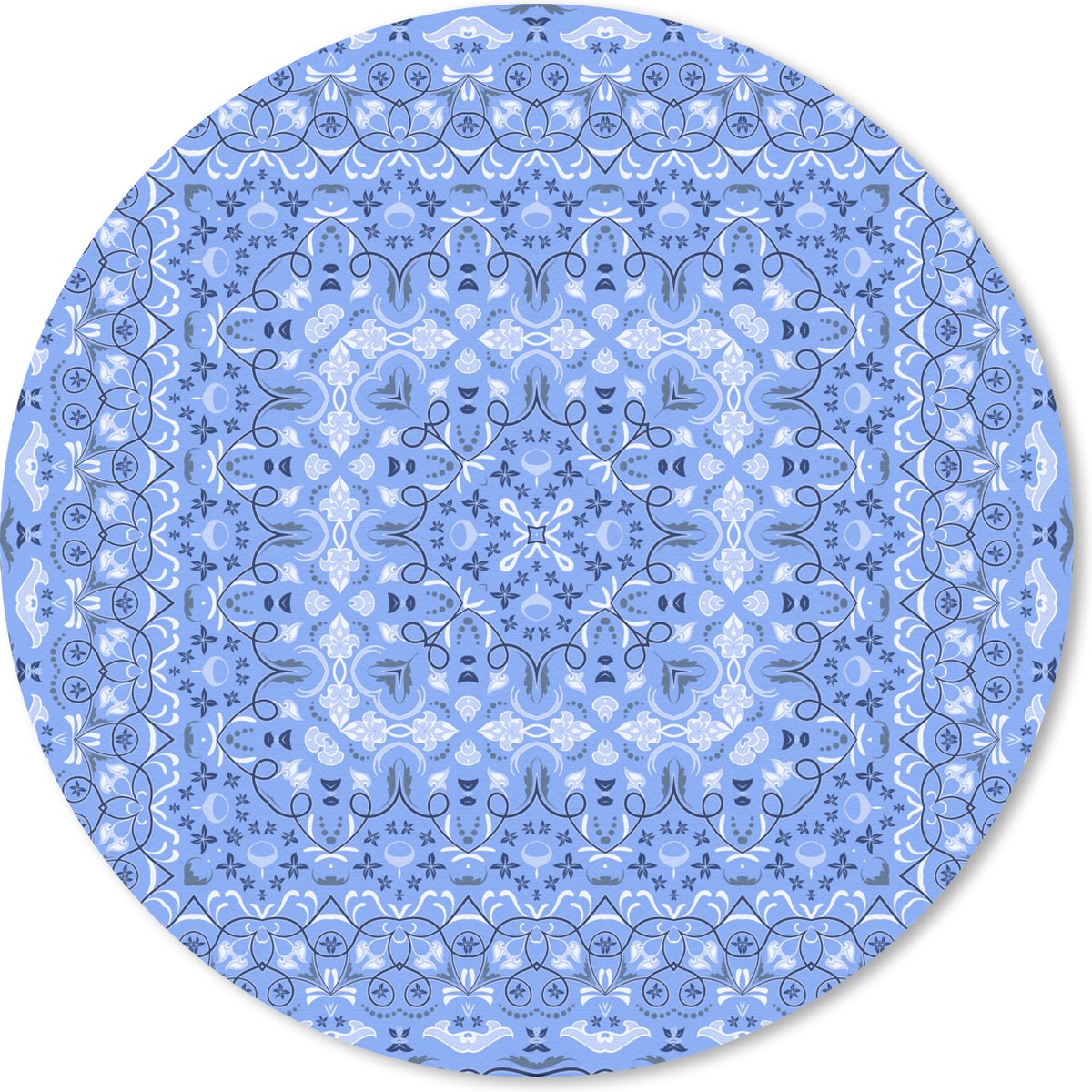 Muismat rond 50x50 cm - Mousepad Perzisch Tapijt - Patronen - Blauw - Ronde muismatten
