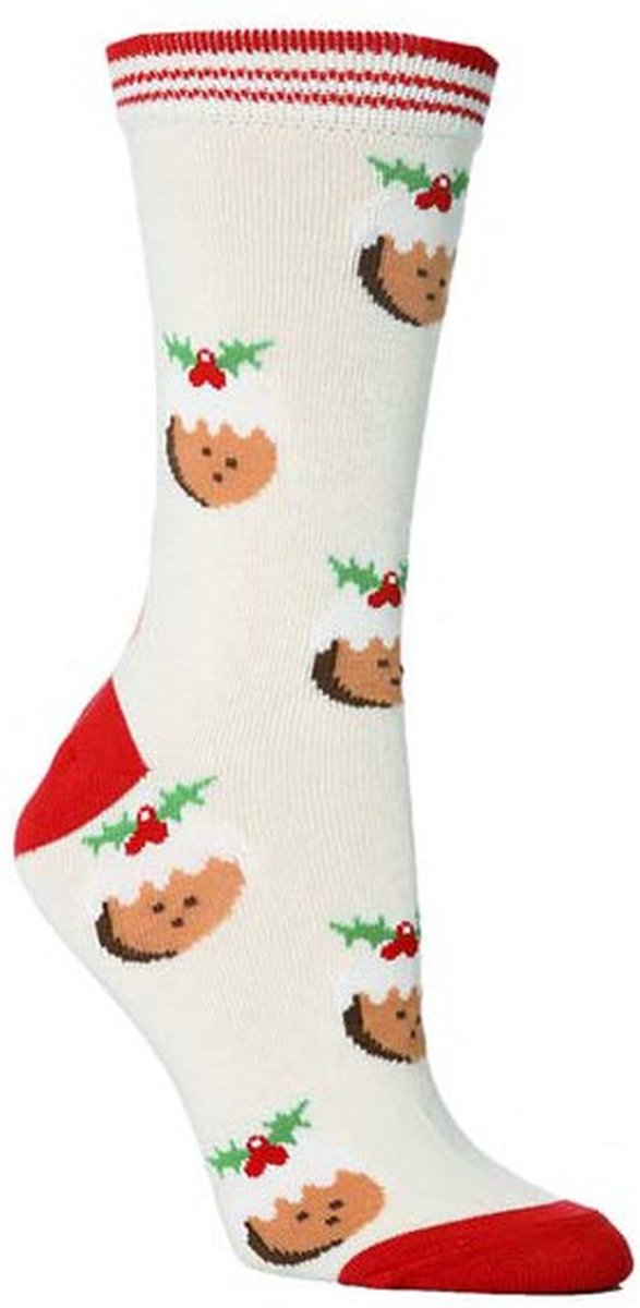 Kerstsokken - Kerst sokken dames - wit / rood / print Kerst - 36-40