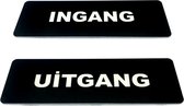 Deurbordje met tekst Ingang Uitgang- Deur Tekstbordje - Deur - Zelfklevend - Bordje - Zwart Wit - Set van 2 - 150 mm x 50 mm x 1,6 mm - 5 jaar Garantie