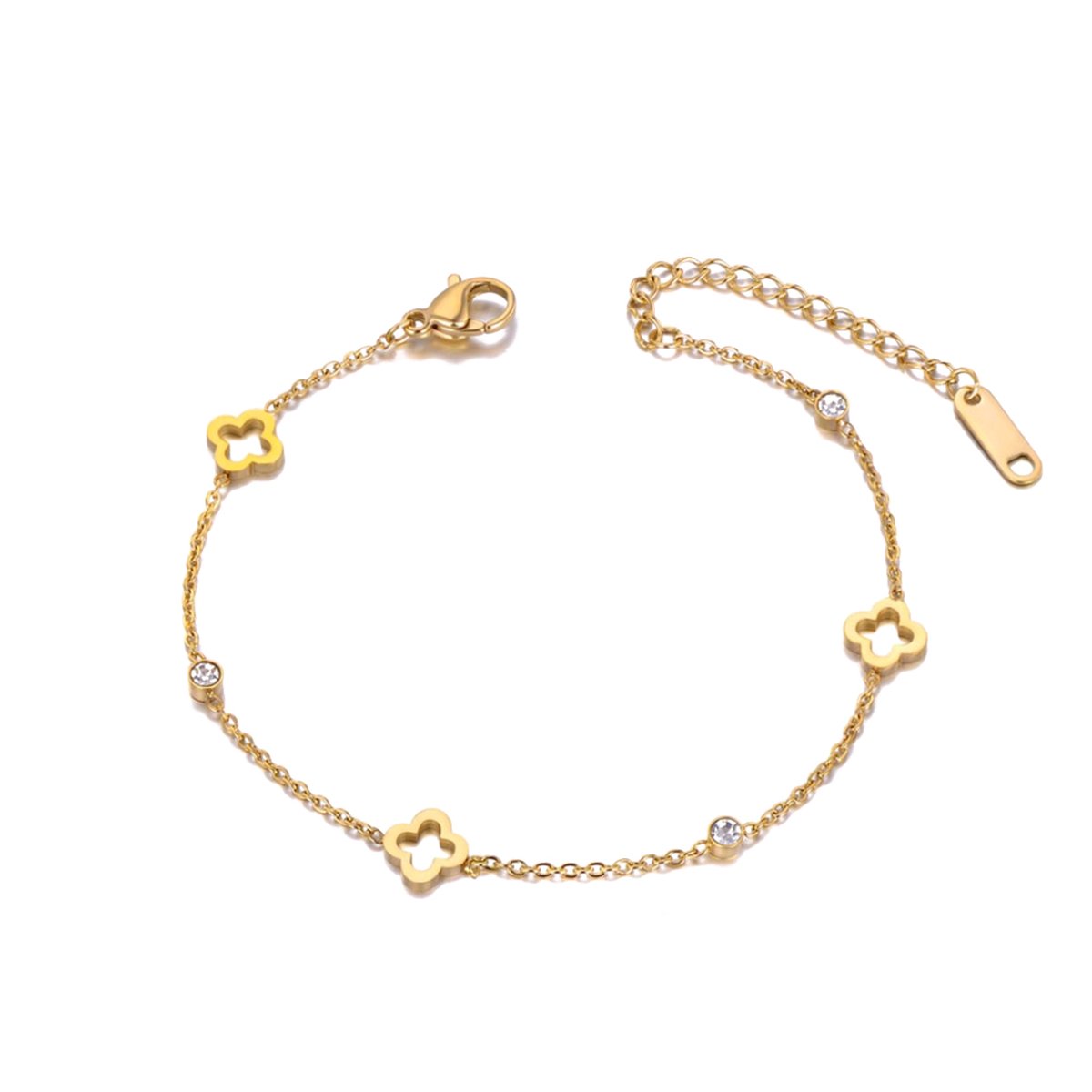 Vigos Jewelry Armband - Kristal Bloemen Goud kleur - Moederdag - Verjaardag - Cadeau voor haar - Sieraden - Vrouw - Moeder - Dames - Meisjes