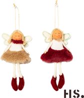 Kersthanger - 2 x Engeltje Hangend - Wol - Vilt - Kerstboom Versiering