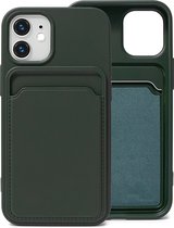 Groen Pasjeshouder Hoesje geschikt voor iPhone 12 Mini - Kaart TPU Hoesje Backcover