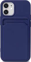 iPhone 12 / iPhone 12 Pro Hoesje Pasjeshouder Blauw - Siliconen Case Back Cover