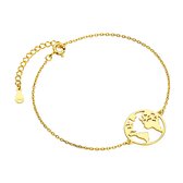 Zilveren goldplated armband wereldbol