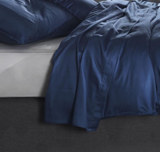 Laken Luxe et soyeux en Katoen /satin bleu marine | 270 x 290 | Avec une belle brillance subtile | Haute qualité