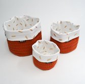 Terra commodemandjes - met rosegold veertjes - set van 3 - babykamer - decoratie - MJETT - handgemaakt