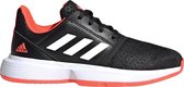 adidas Courtjam xJ Sportschoenen - Maat 37 1/3 - Unisex - zwart - wit - oranje/roze