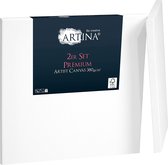 Artina Set van 2 Schildersdoeken 50x50 cm - FSC® Schildersdoek 2 Stuks - Premium Canvas Dubbel Geprimed Spieraam Wit
