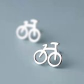 Gading® Oorknopjes - meisje dames Oorknoppen met fiets - 10mm 8mm- zilver 925