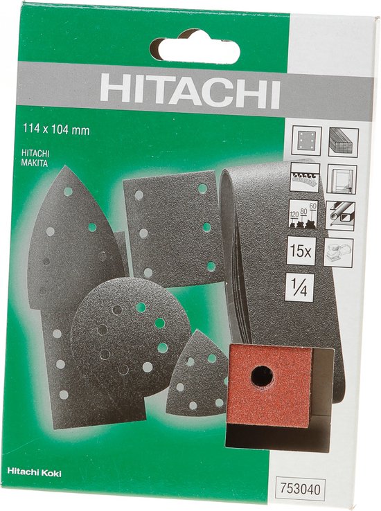 Hitachi schuurstroken k60/80/120 110x104 15x 753040