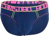 Andrew Christian Almost Naked Cotton Brief Navy - MAAT L - Heren Ondergoed - Slip voor Man - Mannen Slip