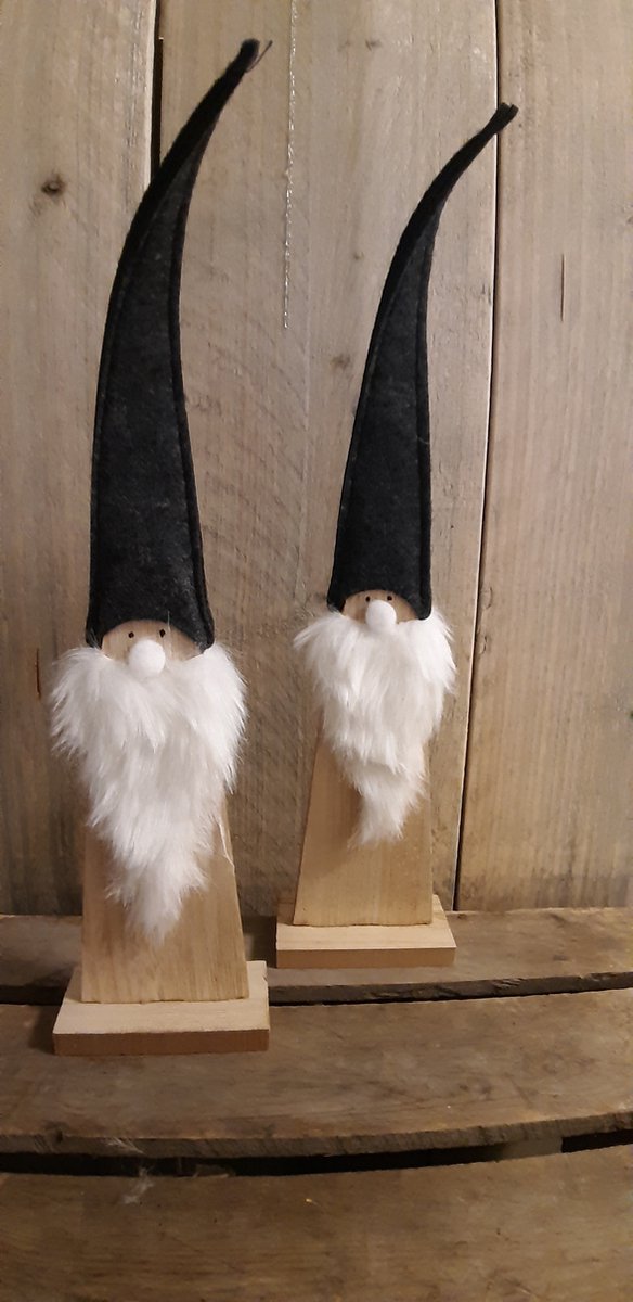 Kabouters - Gnome - Set van 2 - Hout - Staand - 40 cm hoog - Set van 2