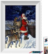 Artstudioclub®  Diamond painting volwassenen Kerstman met herten 25 x 30 cm