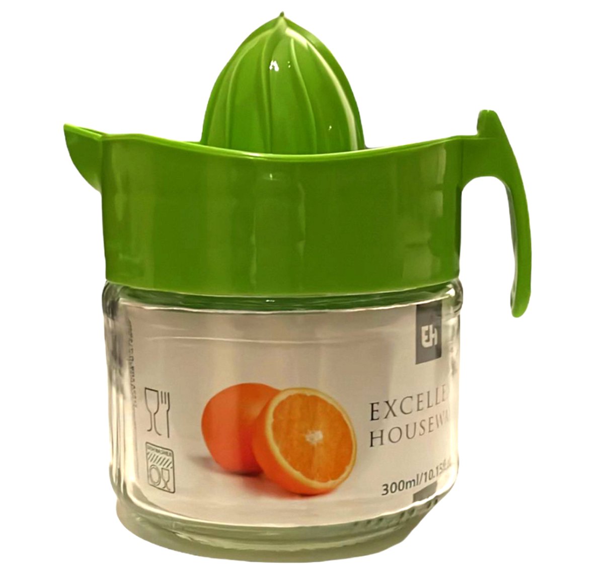 Citroenpers 300 ml - Citruspers - Limoenpers - Citrus knijper - Glazen opvangbak - Citroen zuur - Citroenpers Handmatig - Groen