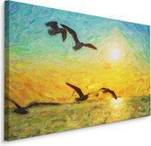 Peinture - Mouettes et coucher de soleil, Impression sur toile, Impression premium