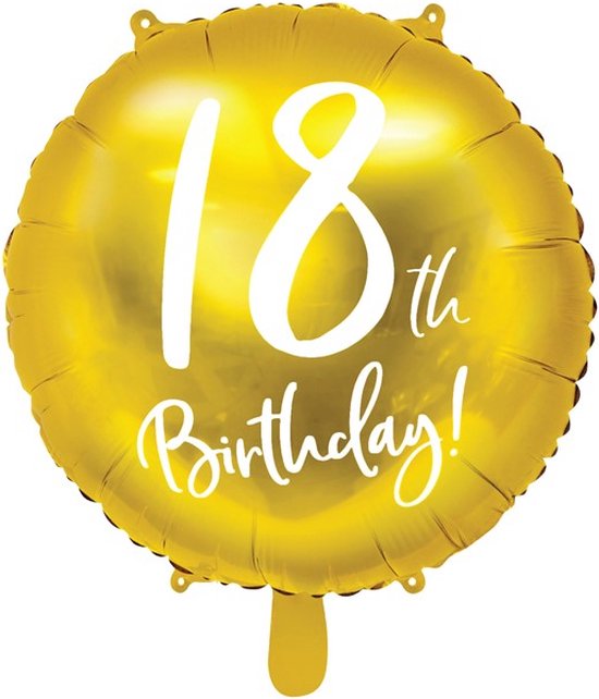 Folieballon 18 jaar goud verjaardag - 18th birthday - jubileum - 45cm.