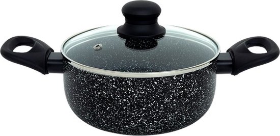 Cookware Marble Stone Pannenset 6-delig - zwart - anti-aanbaklaag -  anti-baklaag - marmer | bol
