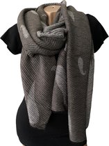 Lange Warme Dames Sjaal - 2-Zijdig - Grijs - 200 x 65 cm (D1)