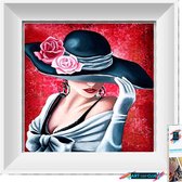 Artstudioclub®  Diamond painting volwassenen Elegante vrouw met een hoed 30 x 30 cm