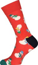 Happy Socks Snowman Sock - unisex sokken - rood met sneeuwpoppen - Unisex - Maat: 36-40