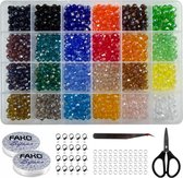 Fako Bijoux® - DIY Kristallen Kralen Set - Facet Geslepen Glas Kralen Kristal DLX - 24 Blinkende Kleuren - Sieraden Maken - 4mm - 4800 Stuks