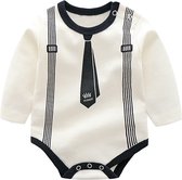 Nezr® Baby Kleding Jongens - Baby Cadeau - Kraamcadeau - Romper - Babyshower Cadeau 1/delig - Stropdas Romper Wit - 3-6 Maanden