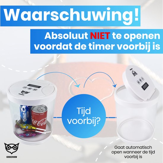Good2know Telefoon Kluis met Tijdslot - Stoppen met Roken - Timer – Kluis - Opbergdoos - Kitchen Safe - Wit – meer Focus & Zelfdiscipline