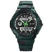 Kinderhorloge Jongen Analoog Digitaal West Watch Model Storm – Sport - Chronograaf – Shockproof - Ø 42 mm - Groen/Zwart camouflage