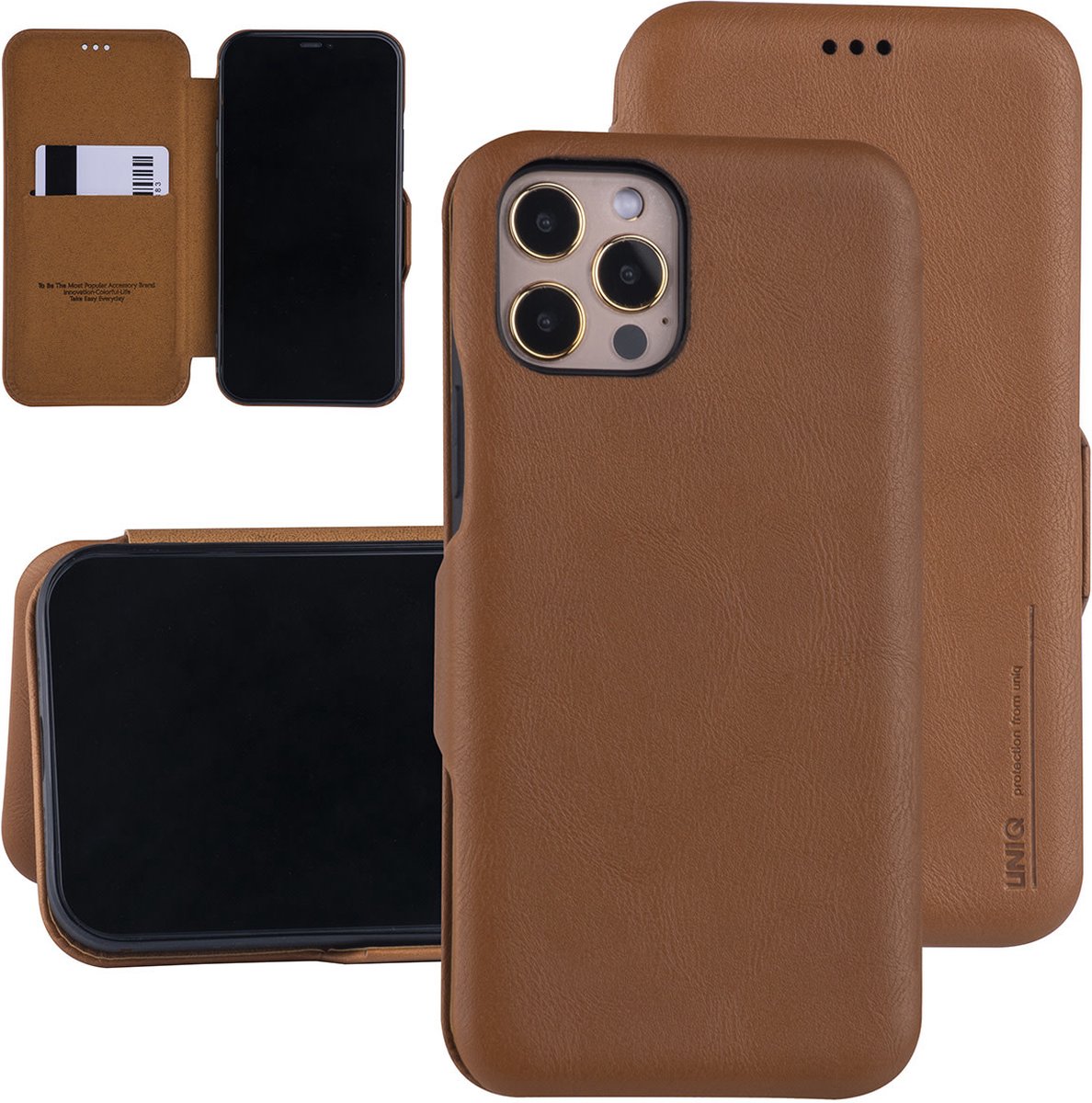 UNIQ Accessory LichtBruin hoesje iPhone 12 - 12 Pro - Book Case