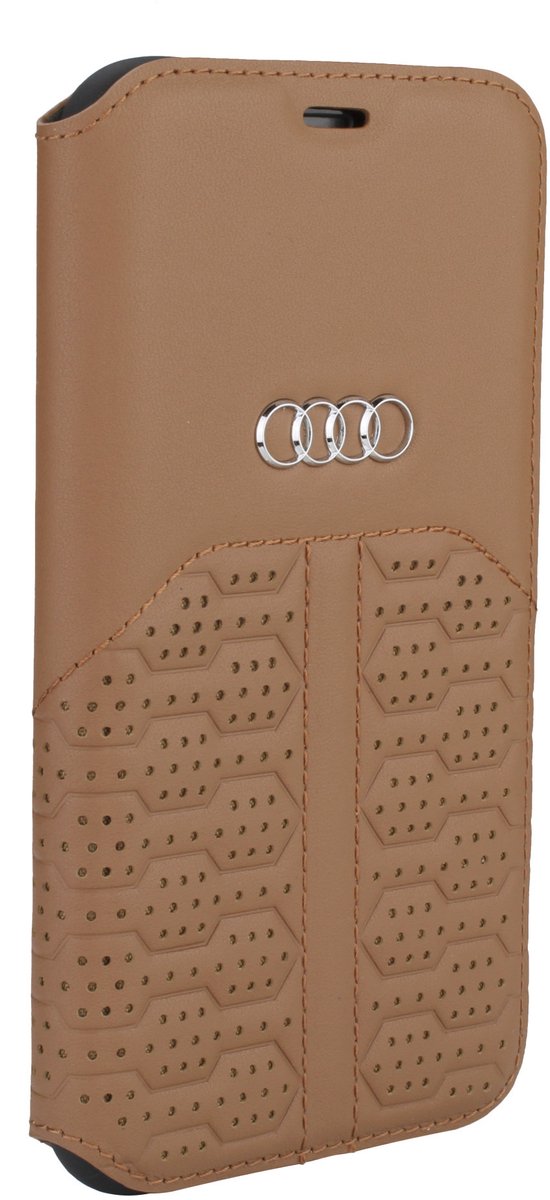 Audi hoesje - Bruin - iPhone 12 Mini - Book Case - A6 Serie - Genuine Leather