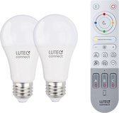 LUTEC Connect 2x A60  E27 en Remote Control - 2x Meerkleurige lamp en afstandsbediening smart verlichting  - Wit