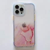 iPhone 13 Pro - hoes, cover, case - TPU - Transparant - Roze Marmer print
