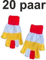20 paar Oeteldonk vingerloze handschoenen | Carnaval Den Bosch | 11 November | rood wit geel | One size