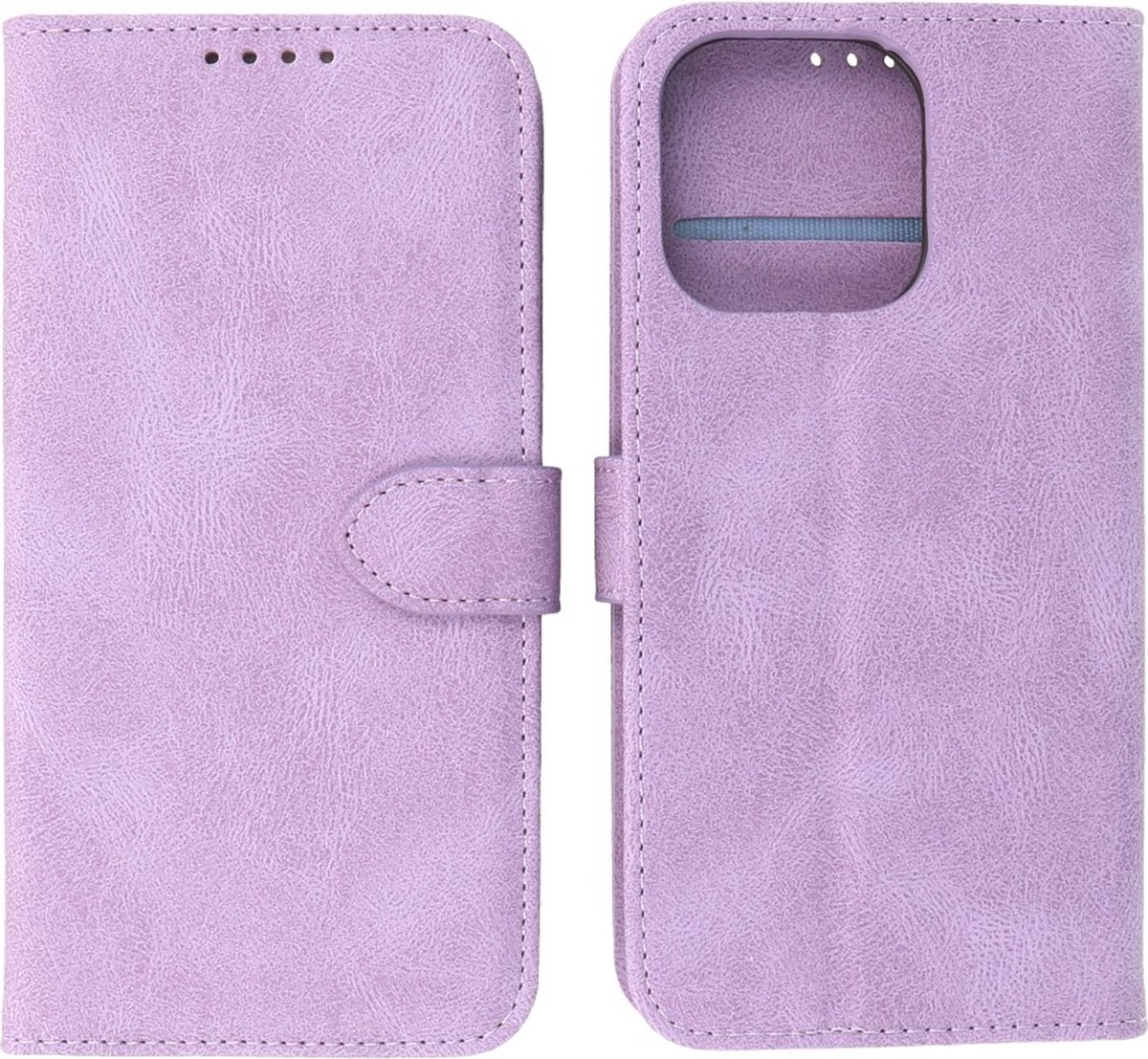 iPhone 13 Pro Hoesje - Portemonnee Book Case - Kaarthouder & Magneetlipje - Kunstleer - Paars