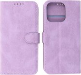 Étui pour iPhone 13 Pro - Étui portefeuille - Porte-cartes et languette magnétique - Similicuir - Violet